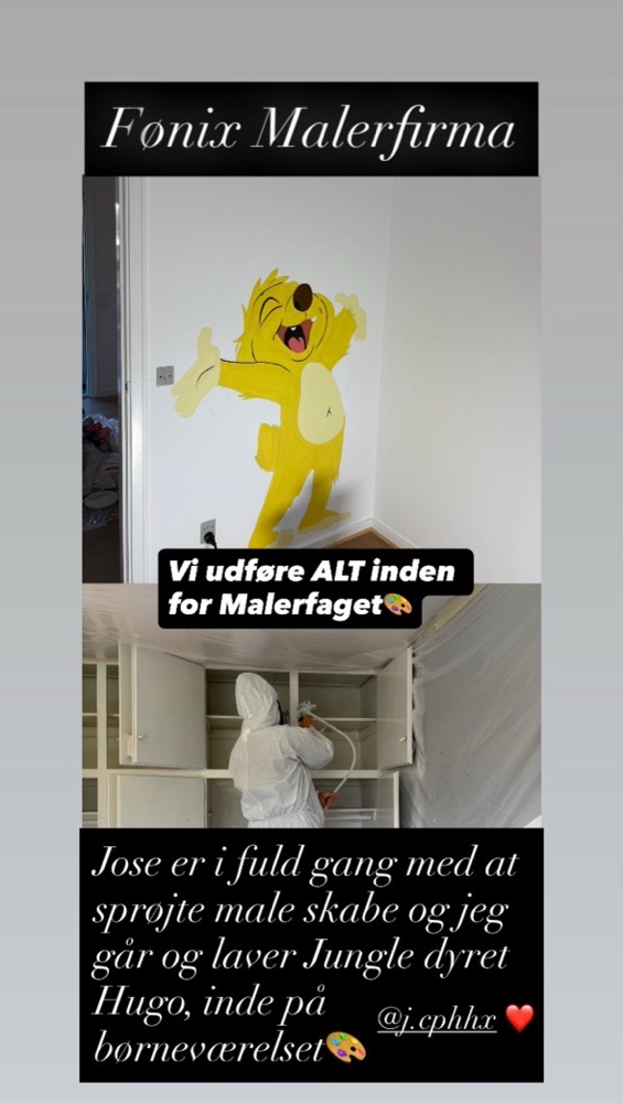 Kunden ønskede en håndmalet Hugo Figur på børneværelset samt en masse smukke farver rundt i huset. 