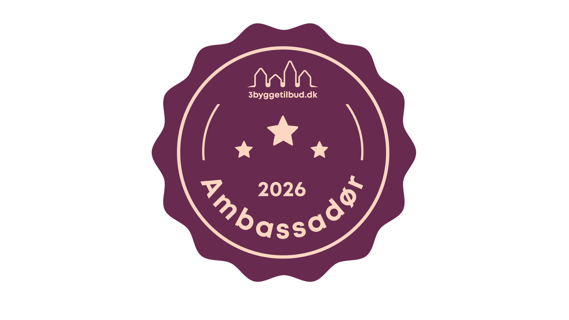 Vi er kåret som ambassadør i 2026 hos 3byggetilbud.dk!